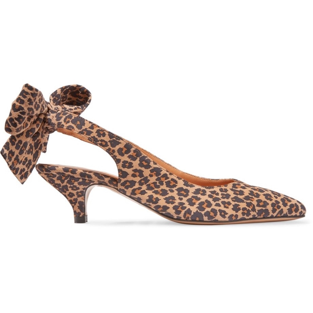 Ganni Sabine Leopard-print Suede Slingback Pumps